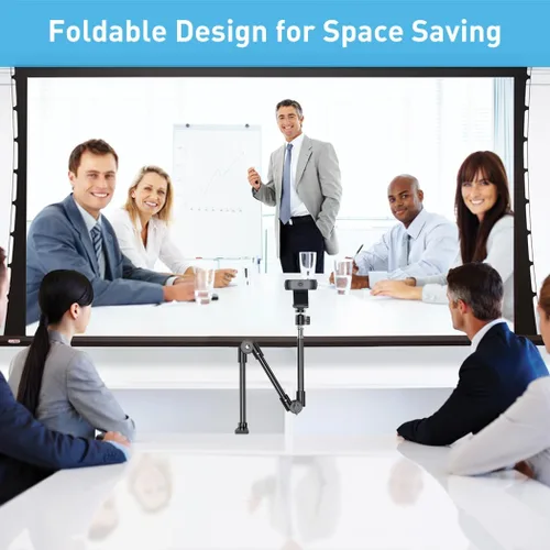 Vista 6 de KDD Soporte para cámara web con soporte para teléfono, abrazadera de cuello de cisne flexible plegable de 22 pulgadas y soporte de proyector