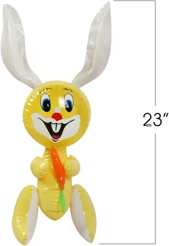 Vista 3 de ArtCreativity Conejito de Pascua inflable de 23 pulgadas con inflables de zanahoria, juego de 4 conejitos inflables, suministros de búsqueda