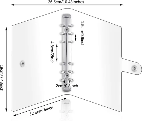 Vista 3 de Zonon Carpeta transparente A6 transparente de PVC suave de 6 anillas, carpeta de presupuesto recargable, cubierta protectora de cierre de botón a