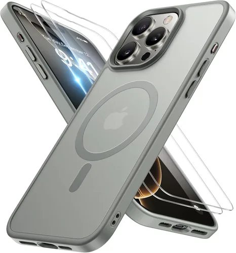 Vista 29 de Miracase - Funda magnética para iPhone 13 de 6.1 pulgadas (compatible con MagSafe) (con 2 protectores de pantalla), protección de grado militar