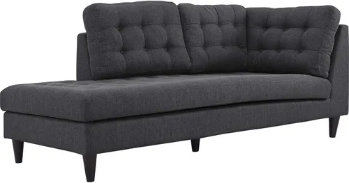 Vista 61 de Sofá esquinero Modway Empress, estilo de mediados de siglo, tapizado de tela en avena, Tela, Celeste