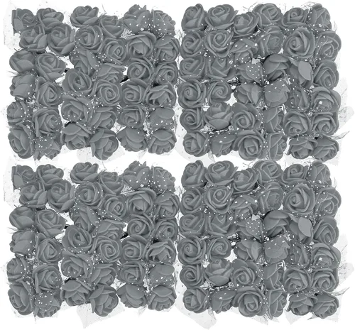 Vista 34 de MECCANIXITY Cabezas de rosas artificiales, mini flores sintéticas negras de 0.8 a 1 pulgada para manualidades, decoración de bodas y fiestas