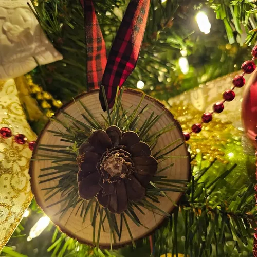 Vista 4 de HAKZEON 100 piezas de rebanadas de madera natural de 2.8 a 3.2 pulgadas, redondas de madera de 2/5 pulgadas de grosor con corteza, discos de madera