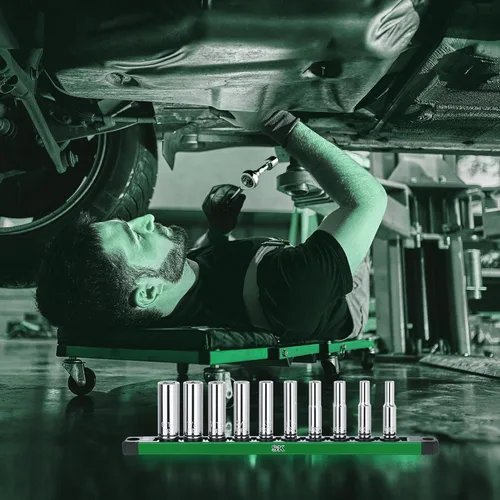 Vista 8 de SK Juego de llaves de vaso de 1/4 pulgadas, llaves de vaso SAE profundas, 10 piezas de 3/16" a 9/16", acabado SuperKrome, construcción CR-V premium