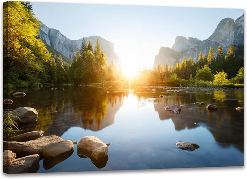 SKASNFAI Arte de Pared en Lienzo del Parque Nacional, Pintura de Paisaje Natural de Montaña, Arte Enmarcado para Decoración del Hogar, para Sala de