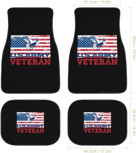 Vista 2 de Alfombrilla de 4 piezas con estampado de veteranos del ejército de EE. UU., almohadillas protectoras para alfombras delanteras/traseras, accesorios