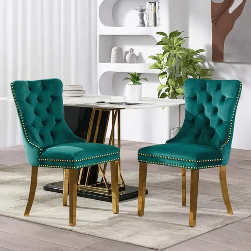 Vista 41 de SoarFlash Juego de 6 sillas de comedor de terciopelo, silla lateral de respaldo alto, silla lateral tapizada moderna de alta gama con capitoné