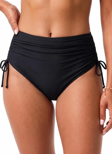 Holipick Parte inferior de traje de baño para mujer – Parte inferior de bikini de cintura alta con lazo lateral y control de abdomen Negro