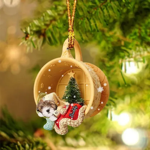 Vista 58 de Adornos de acrílico de encargo de la Navidad del nombre del perro, forma 2D personalizada para los amantes del perro Bulldog