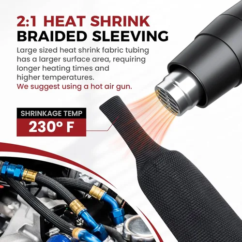 Vista 5 de Funda Termorretráctil para Cables 2:1 Manga de Cable Trenzada Retráctil de 1-1/8 Pulgadas ID-46ft Protección contra la Abrasión Tela Flexible