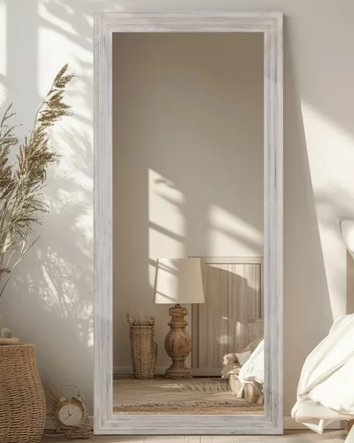 Vista 17 de Espejo de longitud completa, espejo de madera de 71 x 32 pulgadas, espejo de piso de madera con soporte, espejos de pie de gran tamaño, espejos