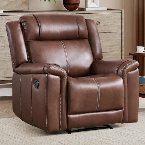 Vista 23 de EBELLO Sofá reclinable de dos plazas de piel sintética, sofá reclinable manual, silla de 2 plazas de estilo moderno de mediados de siglo