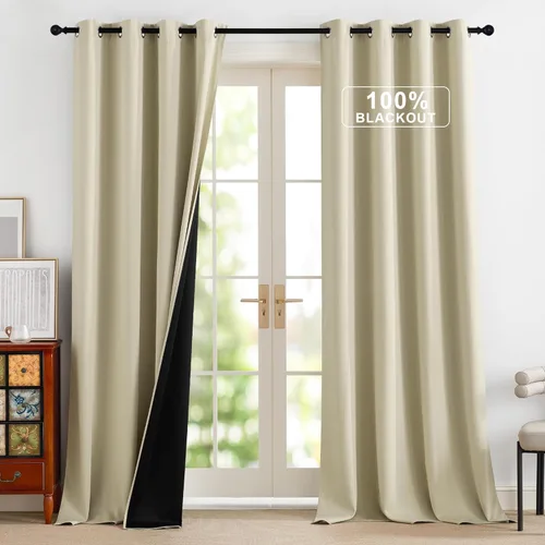 Vista 106 de NICETOWN Cortinas 100% Opacas Cortas de 36 Pulgadas de Largo para Dormitorio, Privacidad Aislamiento Térmico con Ojales Cortinas de Ventana