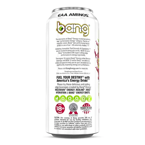 Vista 7 de Bang Cherry Blade Lemonade Energy Drink, 0 calorías, sin azúcar con súper creatina, 16 onzas líquidas (paquete de 12)