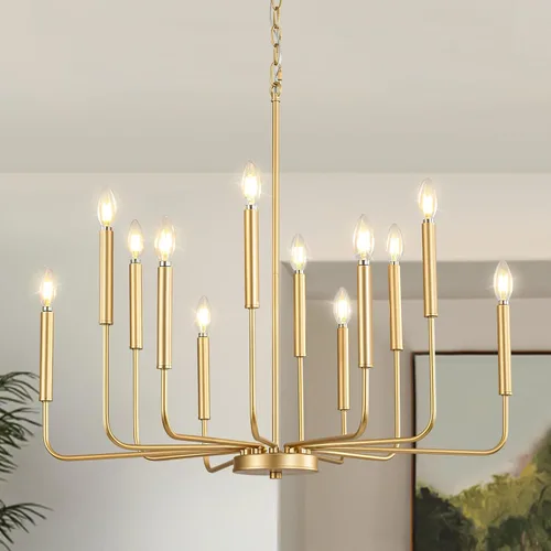 Vista 15 de Candelabro Moderno Negro para Comedor, Accesorios de Iluminación de Cocina de Metal de 6 Luces, Lámpara Colgante de Vela Estilo Granja para Sala