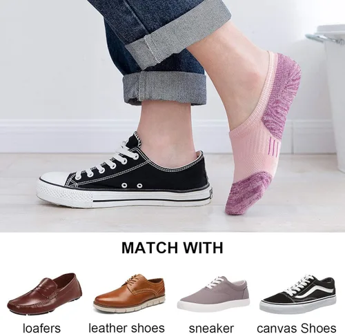 Vista 6 de Gonii Calcetines deportivos para mujer calcetines de tobillo acolchados para correr corte bajo 5-8 pares