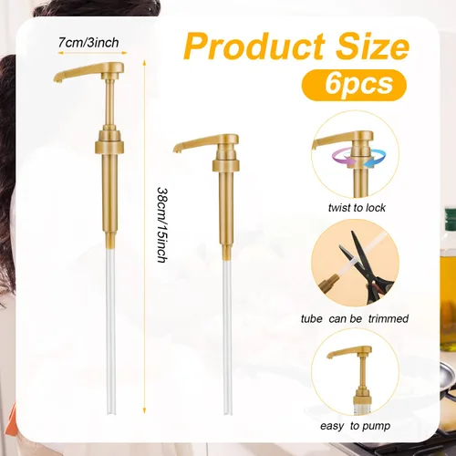 Vista 2 de Paquete de 6 bombas de jarabe de café, se adapta a la mayoría de botellas de jarabe de 25.4 onzas líquidas