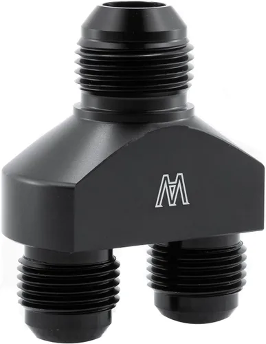 Vista 2 de Adaptador de montaje de manguera de línea de combustible de 10AN a 8AN 8AN 8AN Y Block Flare Divisor de aluminio negro