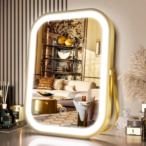 Vista 21 de PRIMETEK Espejo de tocador con luces, espejo de maquillaje grande de 19 x 22 pulgadas con luces, espejo de maquillaje iluminado LED, pantalla táctil