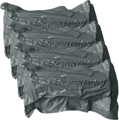 Vista 8 de Vendaje de emergencia israelí, paquete de 2 vendajes de compresión de 6 pulgadas, vendaje para heridas de trauma, embalaje sellado al vacío estéril
