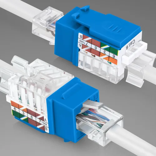 Vista 115 de Everest - Paquete de 50 conectores Keystone RJ45 Cat6 en ángulo de 45°, color blanco, conectores RJ45 hembra de perfil delgado, conector Keystone