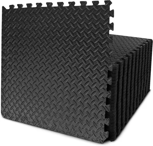 Vista 9 de BEAUTYOVO Tapete de ejercicio tipo rompecabezas con 12/24/48 baldosas de espuma entrelazadas para gimnasio, baldosas de espuma EVA de 24'' x 24