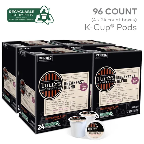 Vista 2 de Tully's Coffee Breakfast Blend Keurig - Cápsulas K-Cup de una sola porción, café tostado ligero, 96