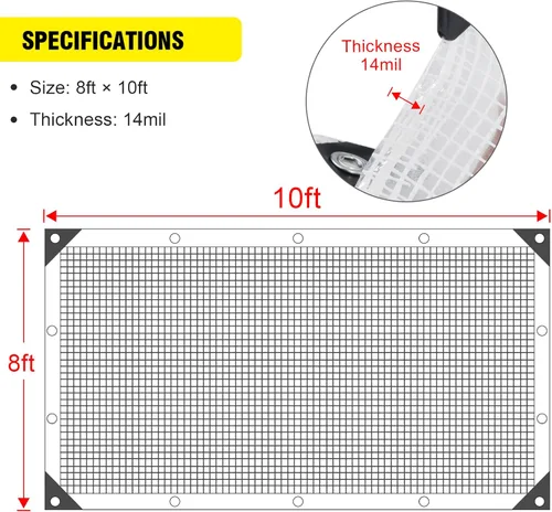 Vista 2 de Doniks Lona transparente resistente para invernadero de 0.551in, cubierta impermeable transparente de polietileno resistente a los rayos UV de 10