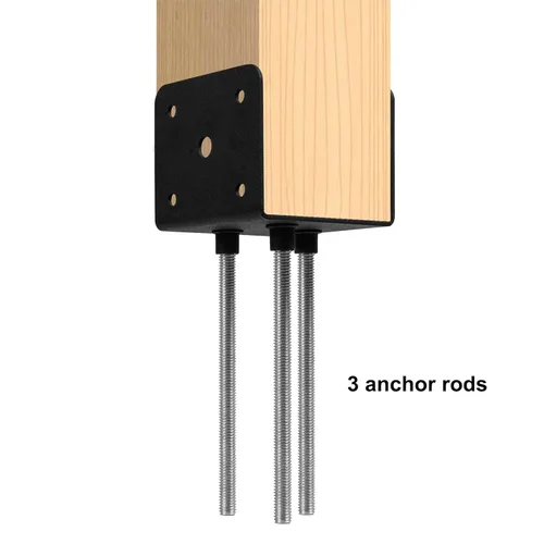 Vista 5 de 4 piezas de anclaje de poste de hormigón en forma de U soporte de poste de 4x4 soporte de base de poste de tierra, soportes de pérgola base de poste