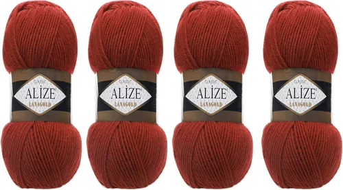Vista 28 de Alize Lanagold - Hilo para tejer, lana para manualidades, mezcla de hilo para tejer a mano, cálida, suave, natural, gruesa, tejida a mano, lote de 4