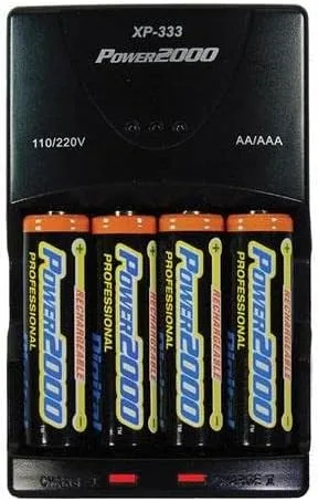 Vista 3 de Vidpro Power2000 XP-333 Rapid AA AAA - Juego de cargador de batería con 4 baterías AA NiMH de 2900 mAh