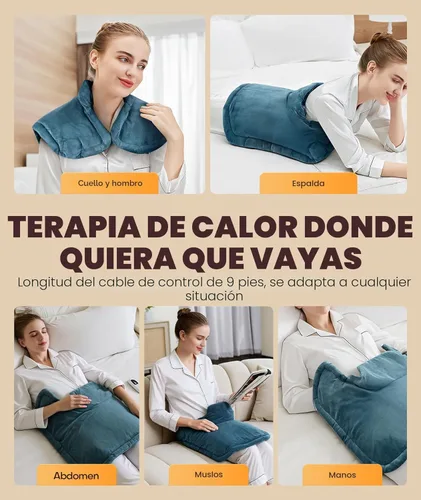 Vista 6 de Almohadilla térmica instantánea con infusión de grafeno con Thinsulate 3M, almohadilla térmica ergonómica con peso para cuello, hombros y espalda