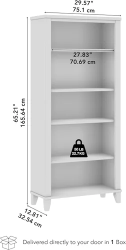 Vista 3 de Bush Furniture Somerset - Estantería alta de 5 niveles en acabado blanco