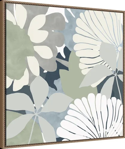 Vista 2 de Amanti Art Framed Canvas Wall Art 30x30 Big Retro Flowers II by Flora Kouta, Framed Wall Art Canvas, Abstract Artwork, Traditional Decor, Large