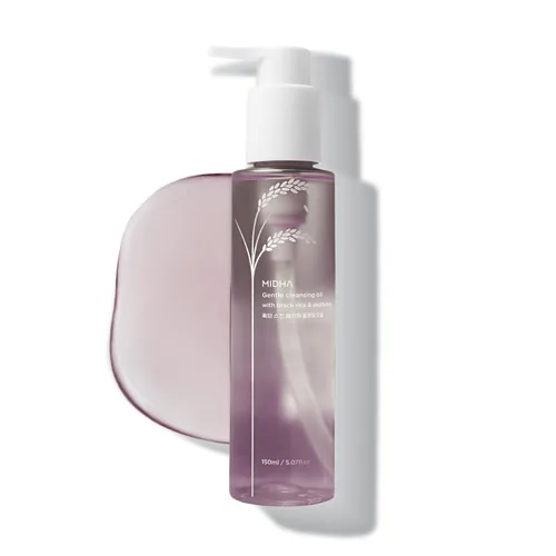 MIDHA Aceite limpiador suave con arroz negro y péptidos, 5.07 onzas líquidas, limpieza profunda, soporte de barrera cutánea, aceite limpiador