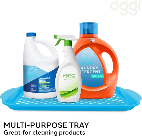 Vista 5 de Oggi charola rectangular con agarre de caucho, Agua (Aqua)