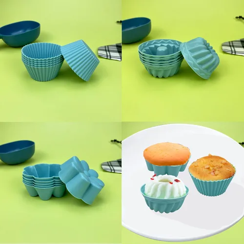 Vista 5 de 29 piezas de juego de hornear de silicona antiadherente con moldes para mini pasteles horneables, utensilios para hornear para horno, moldes