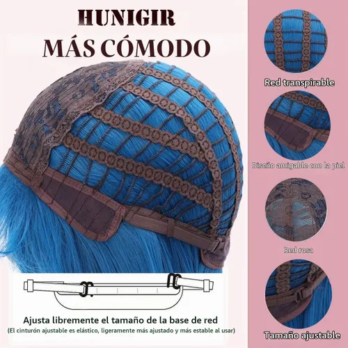 Vista 7 de Peluca negra para hombre, corta, esponjosa, rizada, color negro Negro (Natural Black)