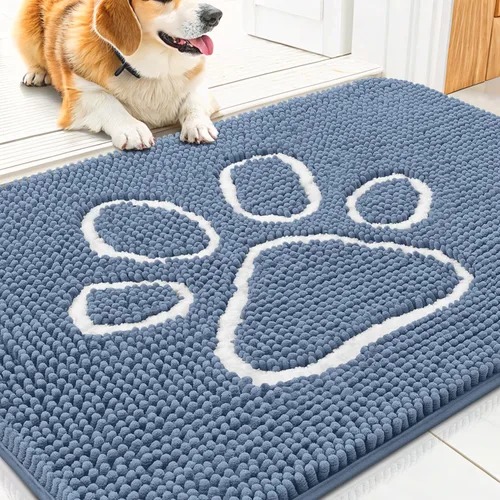Vista 148 de Smiry Tapete para puerta de perro para patas fangosas, absorbente que atrapa la suciedad, antideslizante, de secado rápido, lavable, tapete