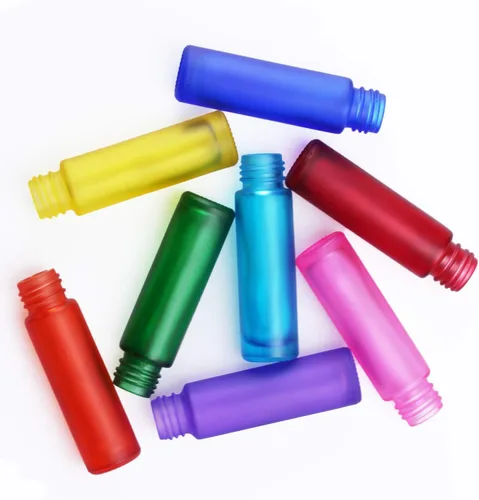 Vista 2 de 8Pcs 10ml(1/3oz) High-grade Colorful Frosted Roll on Bottles Thick Glass Massage Roller Bottles Tube Vials Containers for Essential Oils