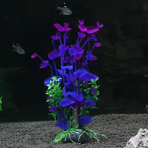 Vista 5 de Simulación Plantas de agua de plástico Acuario Tortuga Tanque Paisajismo Púrpura