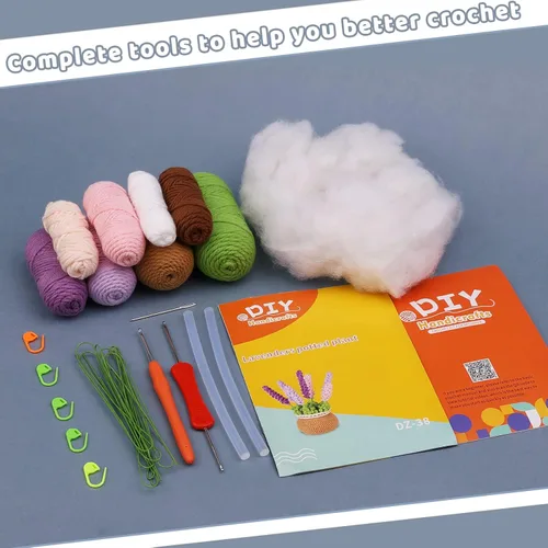Vista 11 de kgxulr Kit de combinación de ganchillo, kit de tejido para principiantes, kit de inicio de ganchillo para adultos principiantes completos