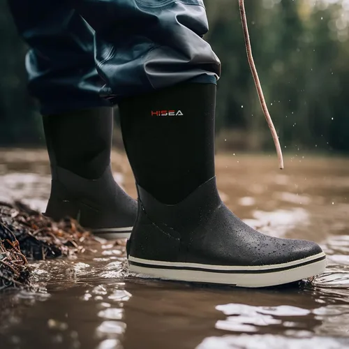 Vista 6 de HISEA Botas de lluvia de goma para hombre, impermeables, para jardín, pesca, exteriores