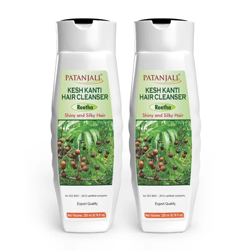 patanjali Kesh Kanti Reetha Champú limpiador para cabello seco 6.8 fl oz (6.76 onzas líquidas) | Control del daño del cabello | Champú Reetha