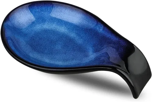 Vista 9 de Nihow Soporte de cuchara de cerámica: 4 pulgadas de soporte estable para utensilios - Soporte de cuchara resistente al calor para encimera de negro
