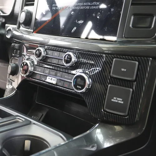 Vista 3 de Korlot Cubierta del panel de control central de fibra de carbono Tirm para Ford F150 2021+(aire acondicionado A/C)