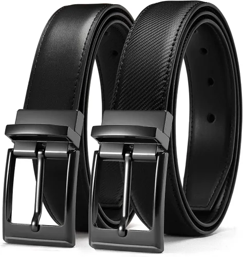 Vista 19 de CHAOREN Cinturón reversible para hombre, 1 pieza, cinturón de vestir de Negro/Marrón