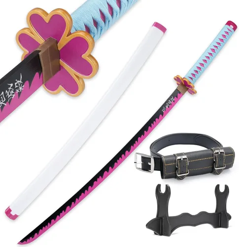 Vista 17 de Cold Blade Demon Katana - Réplica de anime de 41 pulgadas con cinturón y soporte, espada duradera perfecta para cosplay, espada Nichirin con diseño