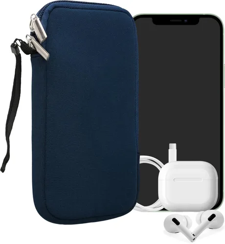 Vista 72 de kwmobile Bolsa de neopreno para teléfono tamaño XL - 6.7/6.8 pulgadas - Funda universal para celular con cremallera, correa para la muñeca, amarillo