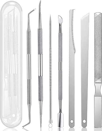 Vista 6 de Kit de herramientas de pedicura de uñas encarnadas, 7 piezas, kit de manicura de uñas de acero inoxidable, tratamiento para el cuidado de las uñas